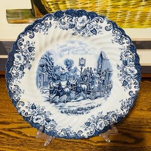 Johnson Brothers Blue and White Coaching Scenes Plate